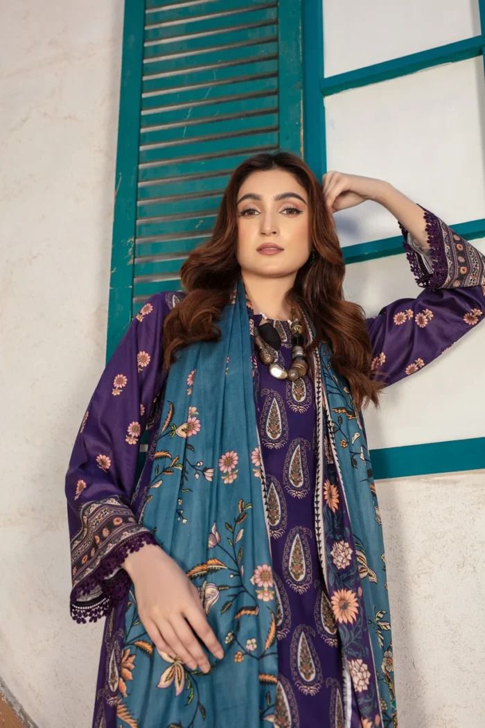 AZM- 3 PIECE SUIT PRINTED LAWN UNSTICHED