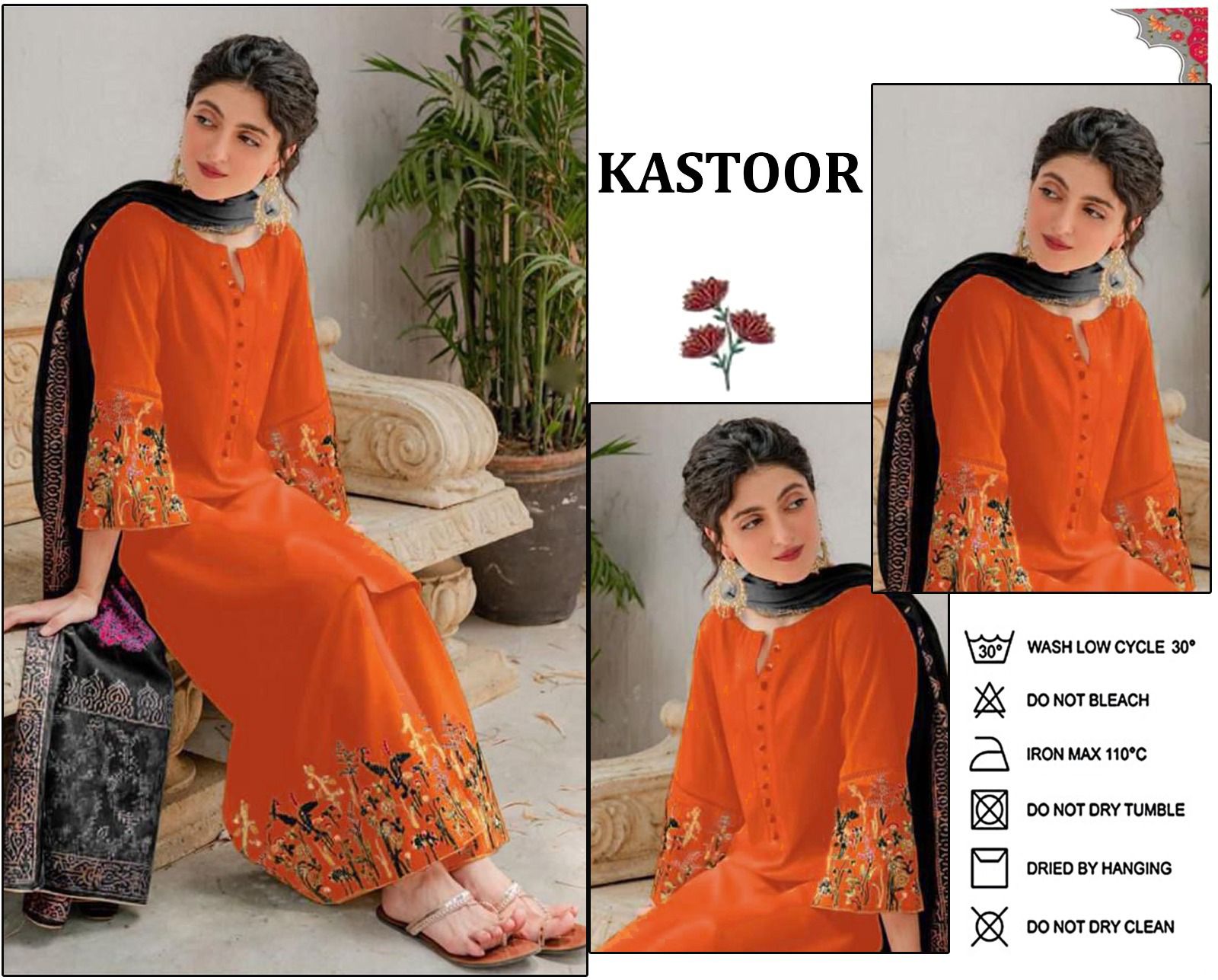 3 PIECE-EMBROIDERED DHANAK SUIT-BG668